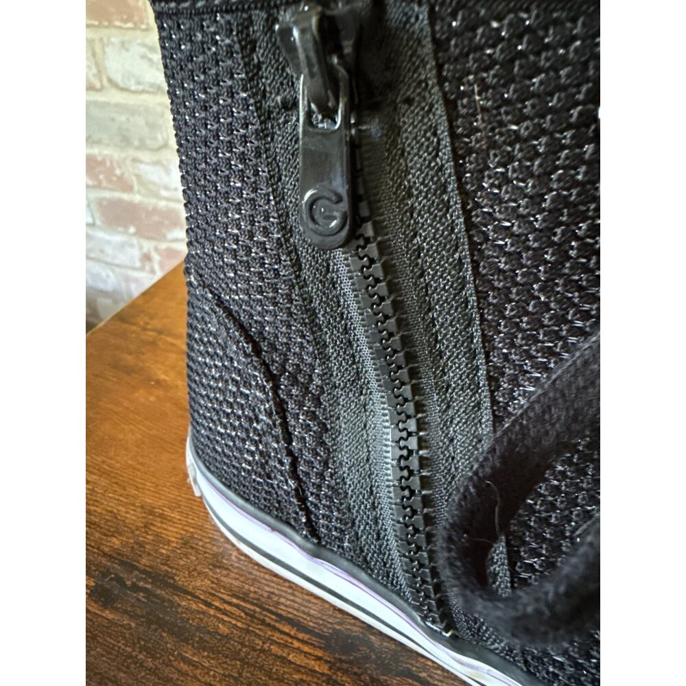 G Los Angeles Black Textured High-Top Sneakers With Side Zipper & Laces - Picture 6 of 16